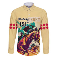 Kentucky Horse Racing Family Matching Long Sleeve Bodycon Dress and Hawaiian Shirt 151st Anniversary Sporting Art Gold Version LT9