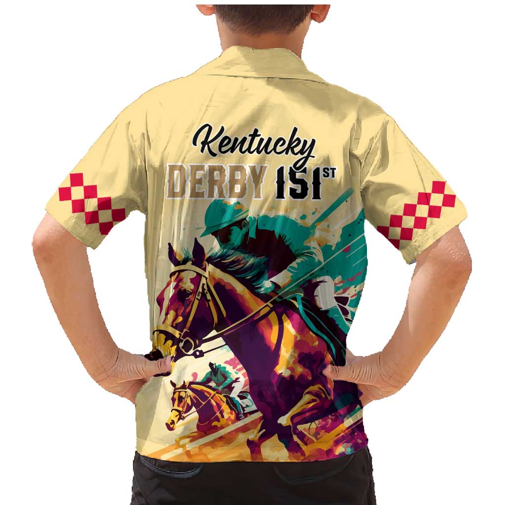 Kentucky Horse Racing Family Matching Mermaid Dress and Hawaiian Shirt 151st Anniversary Sporting Art Gold Version LT9