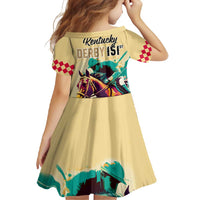 Kentucky Horse Racing Family Matching Short Sleeve Bodycon Dress and Hawaiian Shirt 151st Anniversary Sporting Art Gold Version LT9