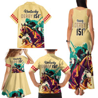 Kentucky Horse Racing Family Matching Tank Maxi Dress and Hawaiian Shirt 151st Anniversary Sporting Art Gold Version LT9