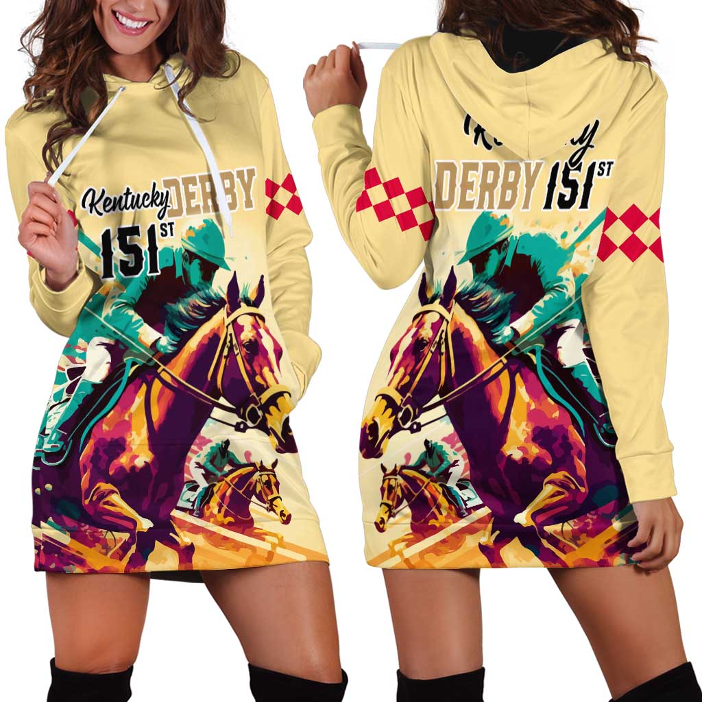 Kentucky Horse Racing Hoodie Dress 151st Anniversary Sporting Art Gold Version LT9