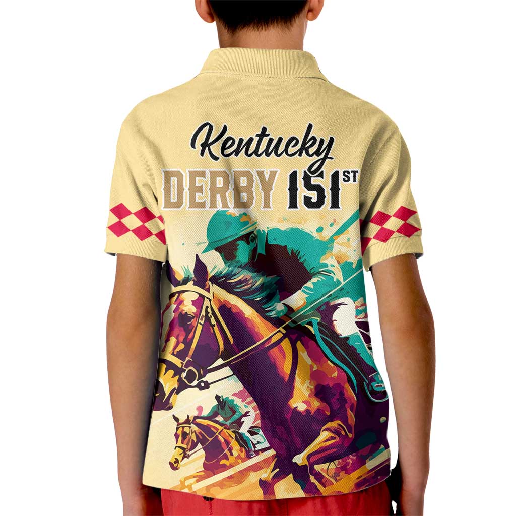 Kentucky Horse Racing Kid Polo Shirt 151st Anniversary Sporting Art Gold Version LT9