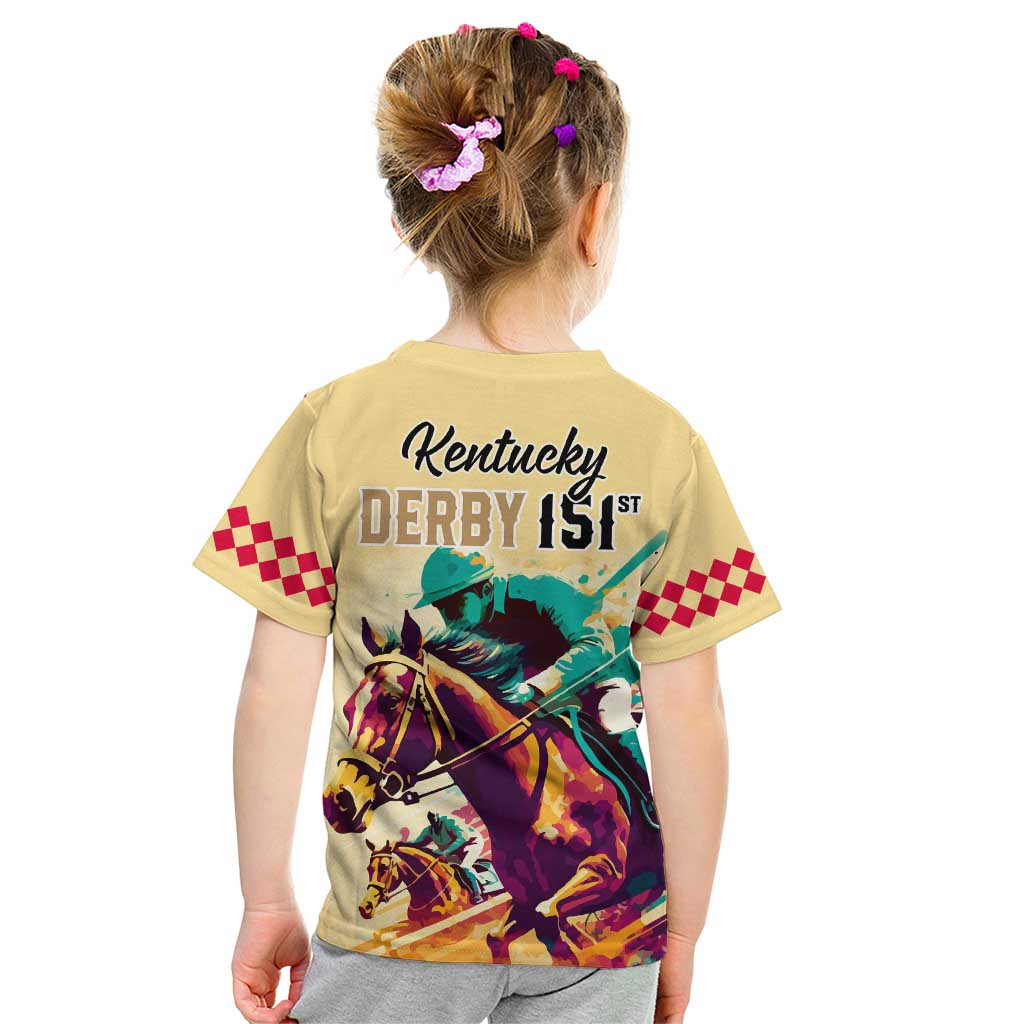 Kentucky Horse Racing Kid T Shirt 151st Anniversary Sporting Art Gold Version LT9