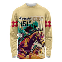 Kentucky Horse Racing Long Sleeve Shirt 151st Anniversary Sporting Art Gold Version LT9