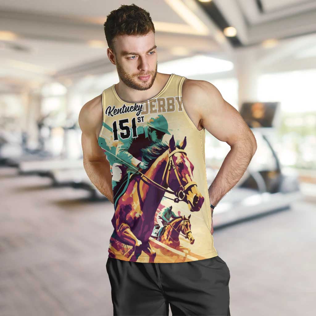 Kentucky Horse Racing Men Tank Top 151st Anniversary Sporting Art Gold Version LT9
