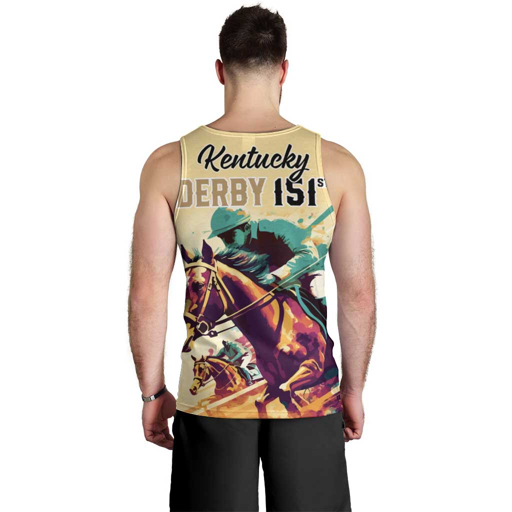 Kentucky Horse Racing Men Tank Top 151st Anniversary Sporting Art Gold Version LT9