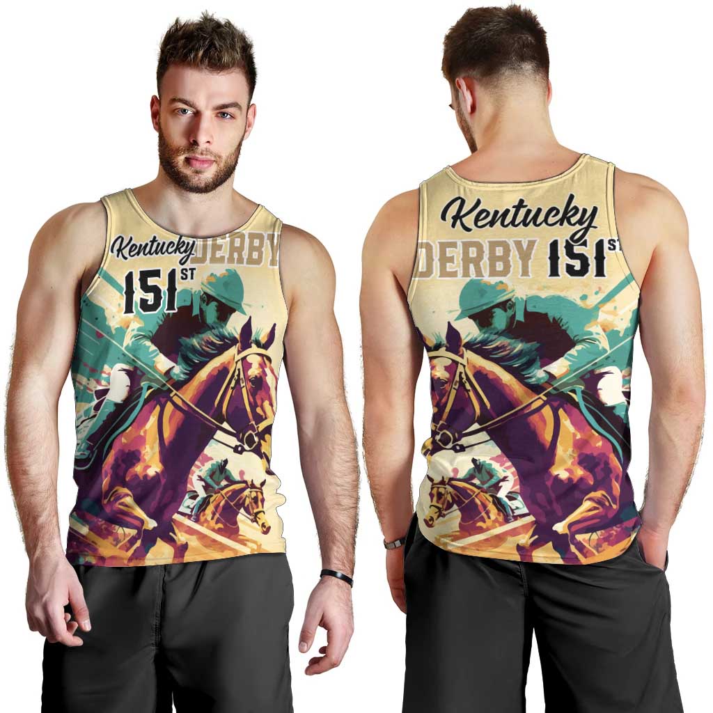 Kentucky Horse Racing Men Tank Top 151st Anniversary Sporting Art Gold Version LT9
