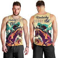 Kentucky Horse Racing Men Tank Top 151st Anniversary Sporting Art Gold Version LT9