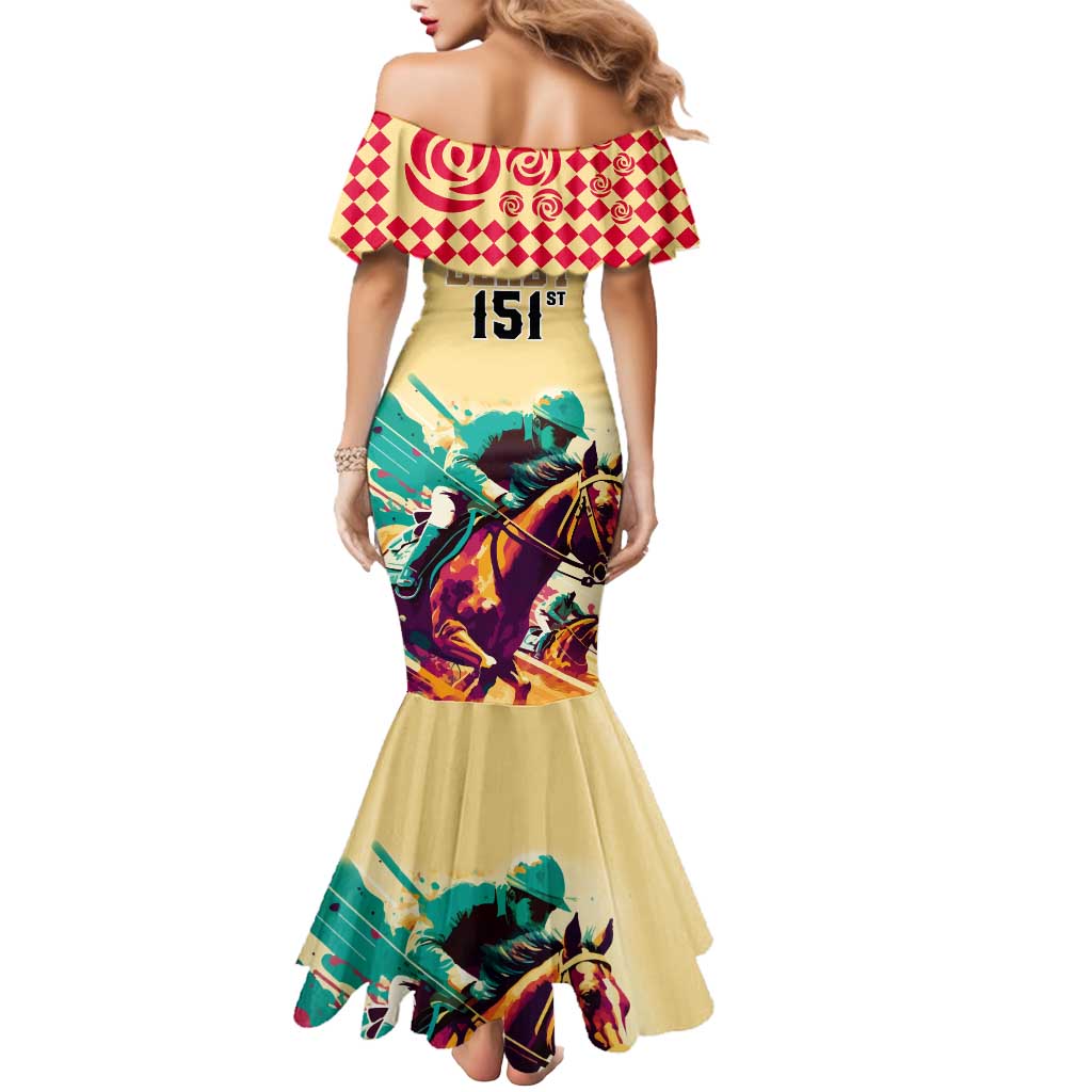 Kentucky Horse Racing Mermaid Dress 151st Anniversary Sporting Art Gold Version LT9