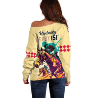 Kentucky Horse Racing Off Shoulder Sweater 151st Anniversary Sporting Art Gold Version LT9