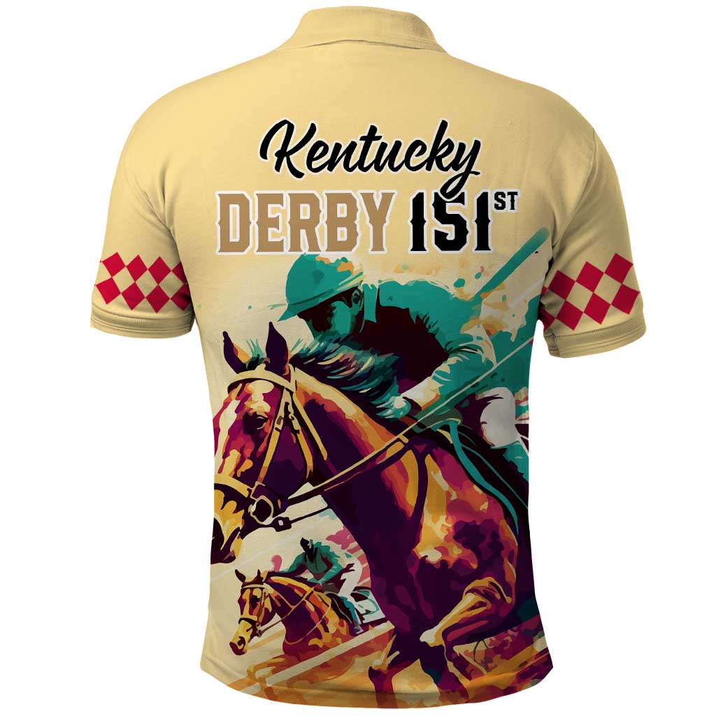 Kentucky Horse Racing Polo Shirt 151st Anniversary Sporting Art Gold Version LT9