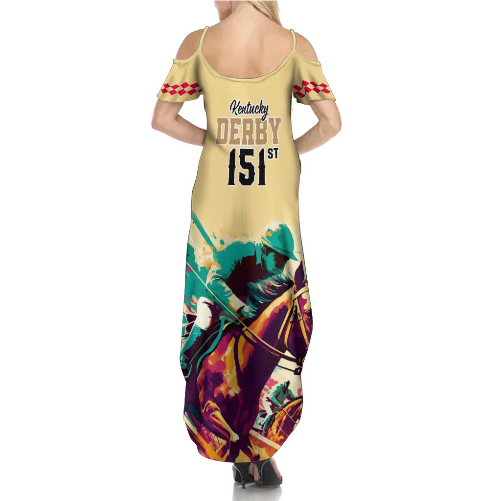 Kentucky Horse Racing Summer Maxi Dress 151st Anniversary Sporting Art Gold Version LT9