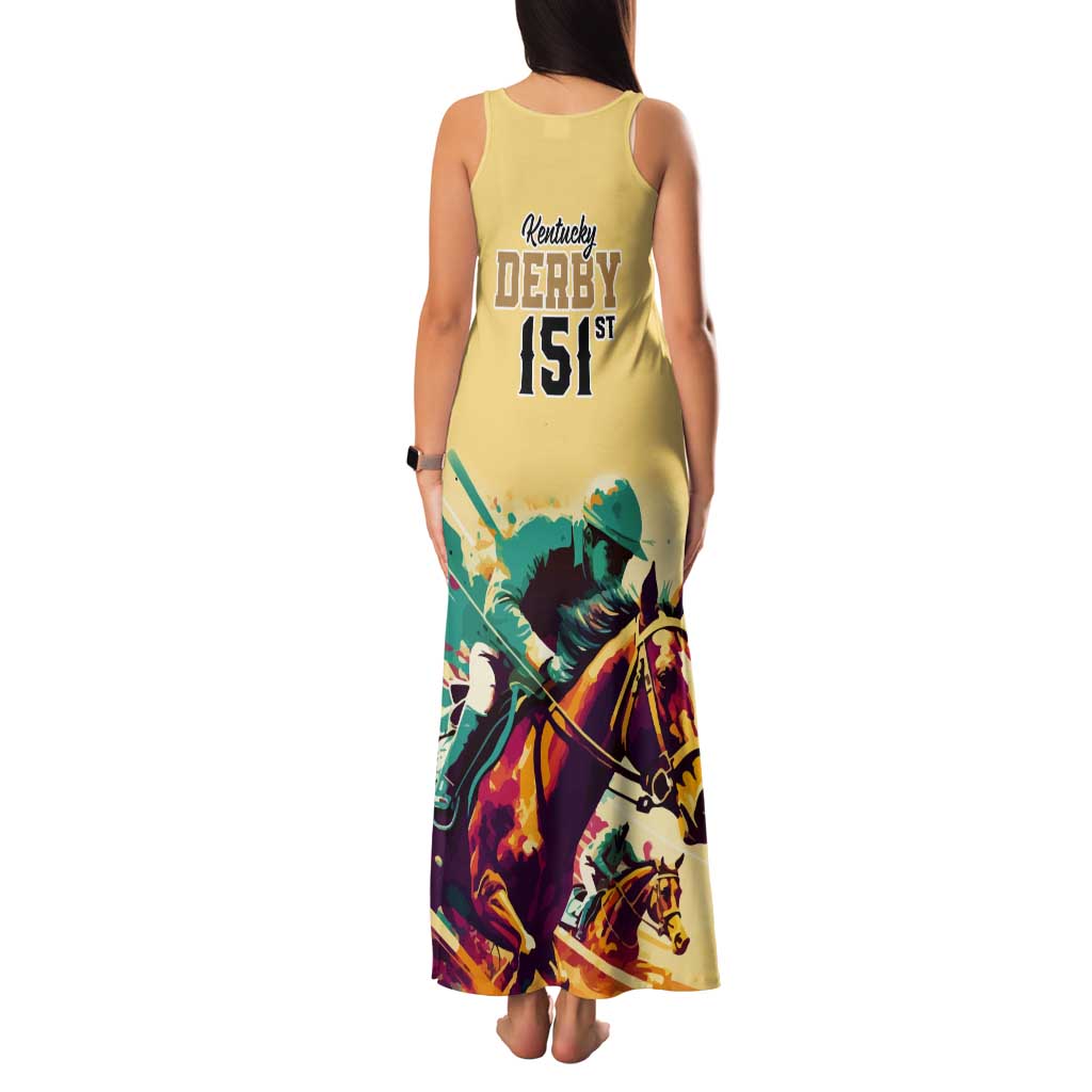 Kentucky Horse Racing Tank Maxi Dress 151st Anniversary Sporting Art Gold Version LT9