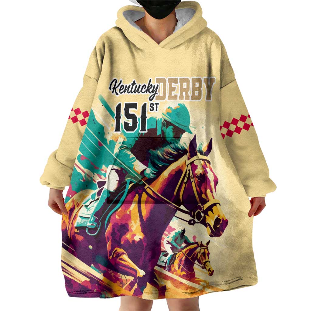 Kentucky Horse Racing Wearable Blanket Hoodie 151st Anniversary Sporting Art Gold Version LT9