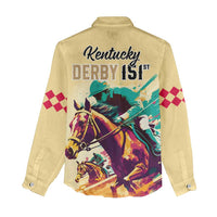Kentucky Horse Racing Women Casual Shirt 151st Anniversary Sporting Art Gold Version LT9
