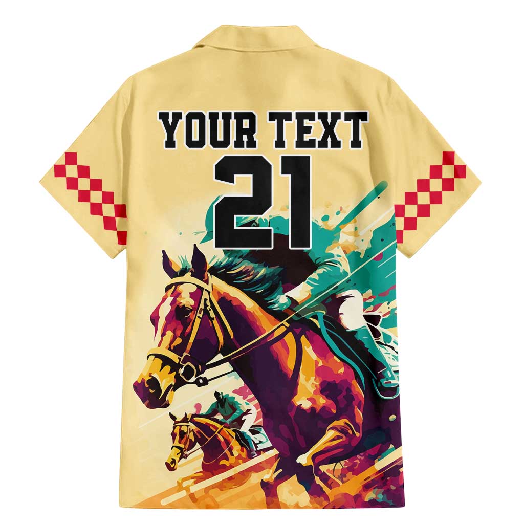 Personalised Kentucky Horse Racing Family Matching Mermaid Dress and Hawaiian Shirt 151st Anniversary Sporting Art Gold Version LT9