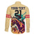 Personalised Kentucky Horse Racing Family Matching Off Shoulder Long Sleeve Dress and Hawaiian Shirt 151st Anniversary Sporting Art Gold Version LT9