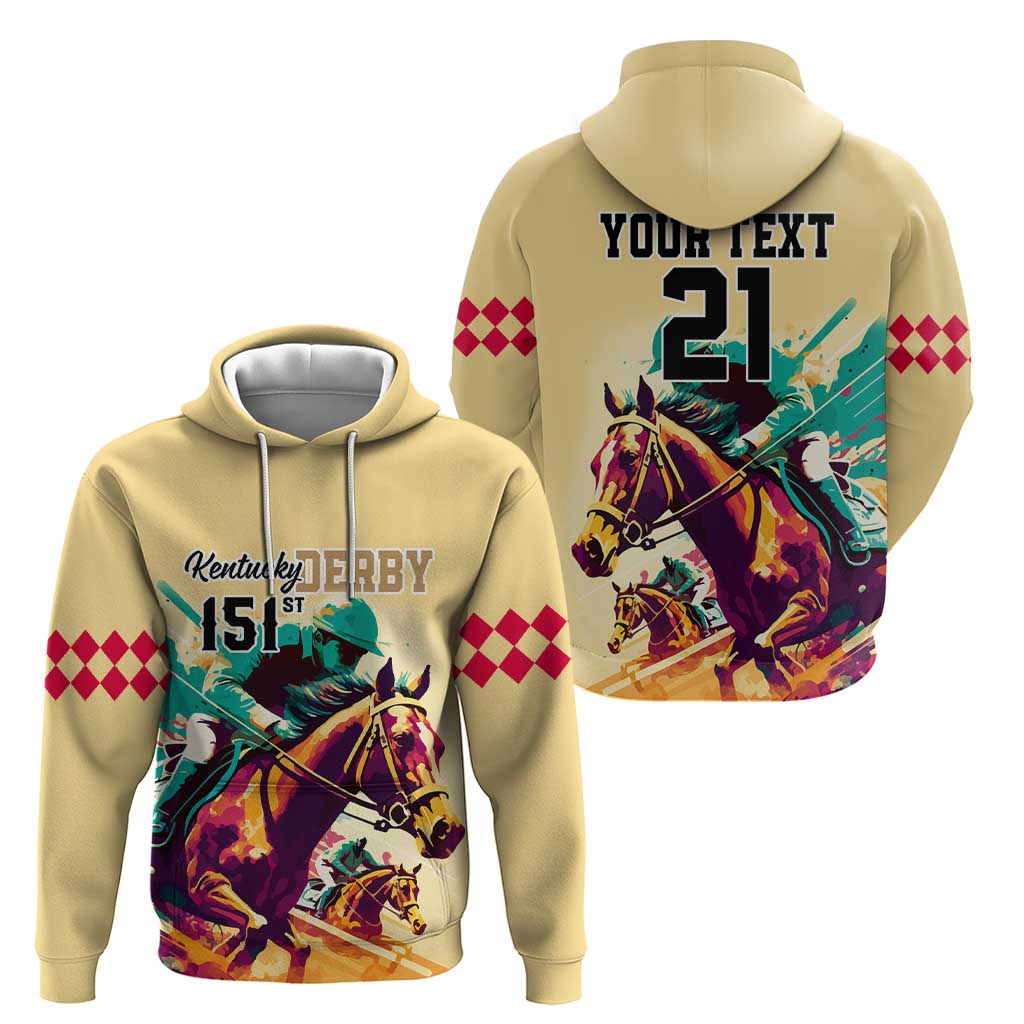 Personalised Kentucky Horse Racing Hoodie 151st Anniversary Sporting Art Gold Version LT9