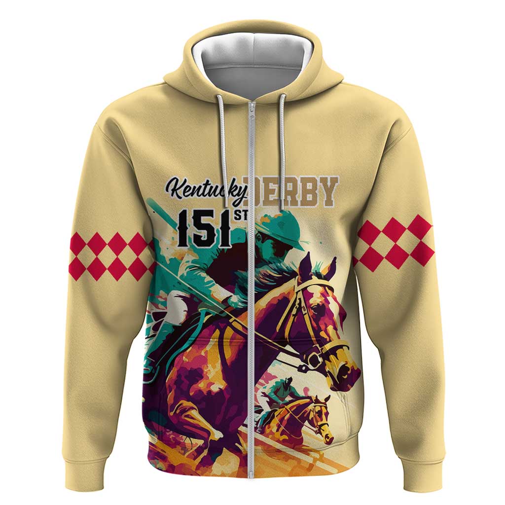 Personalised Kentucky Horse Racing Hoodie 151st Anniversary Sporting Art Gold Version LT9