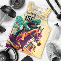 Personalised Kentucky Horse Racing Men Tank Top 151st Anniversary Sporting Art Gold Version LT9