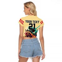 Personalised Kentucky Horse Racing Raglan Cropped T Shirt 151st Anniversary Sporting Art Gold Version LT9