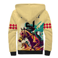 Personalised Kentucky Horse Racing Sherpa Hoodie 151st Anniversary Sporting Art Gold Version LT9