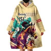 Personalised Kentucky Horse Racing Wearable Blanket Hoodie 151st Anniversary Sporting Art Gold Version LT9