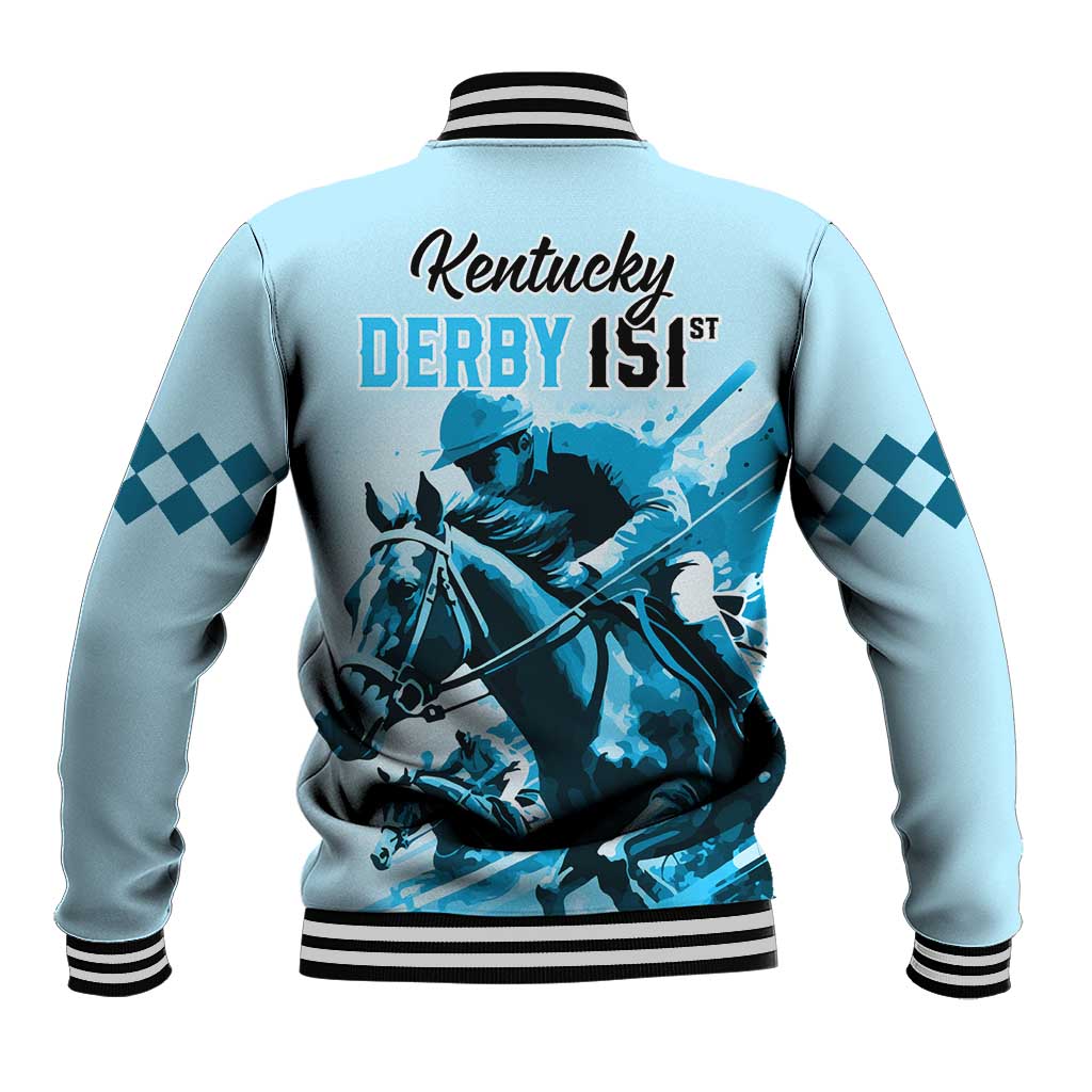 Kentucky Horse Racing Baseball Jacket 151st Anniversary Sporting Art Blue Version LT9