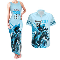 Kentucky Horse Racing Couples Matching Tank Maxi Dress and Hawaiian Shirt 151st Anniversary Sporting Art Blue Version LT9