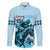 Kentucky Horse Racing Family Matching Off Shoulder Long Sleeve Dress and Hawaiian Shirt 151st Anniversary Sporting Art Blue Version LT9