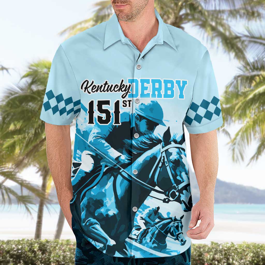 Kentucky Horse Racing Hawaiian Shirt 151st Anniversary Sporting Art Blue Version LT9