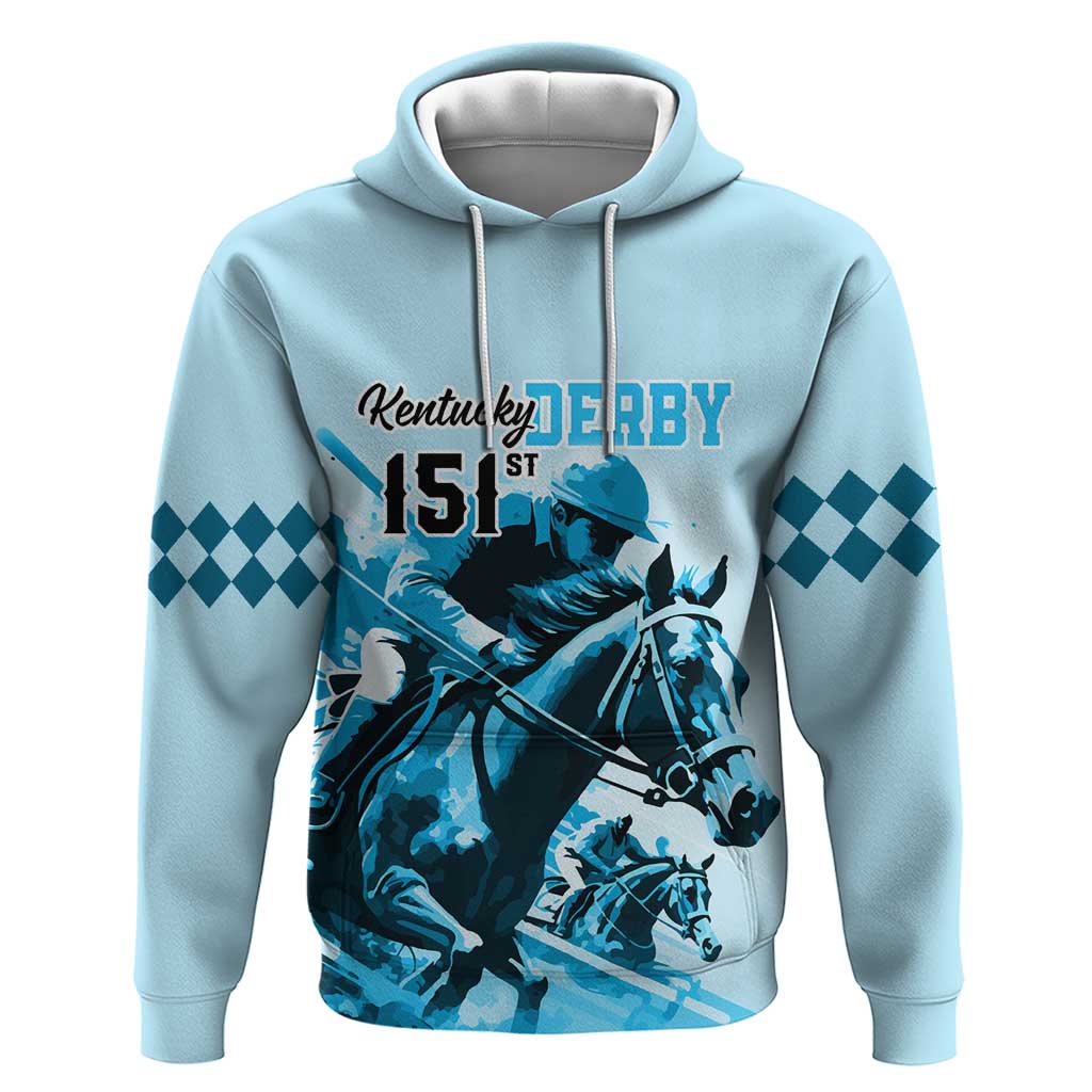 Kentucky Horse Racing Hoodie 151st Anniversary Sporting Art Blue Version LT9