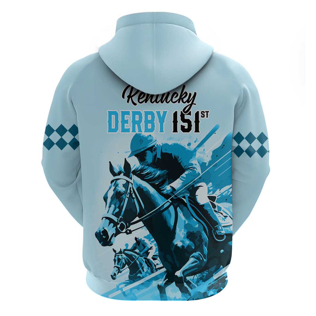 Kentucky Horse Racing Hoodie 151st Anniversary Sporting Art Blue Version LT9