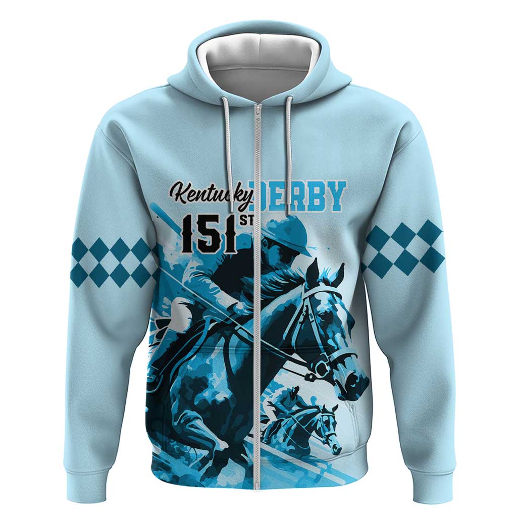 Kentucky Horse Racing Hoodie 151st Anniversary Sporting Art Blue Version LT9