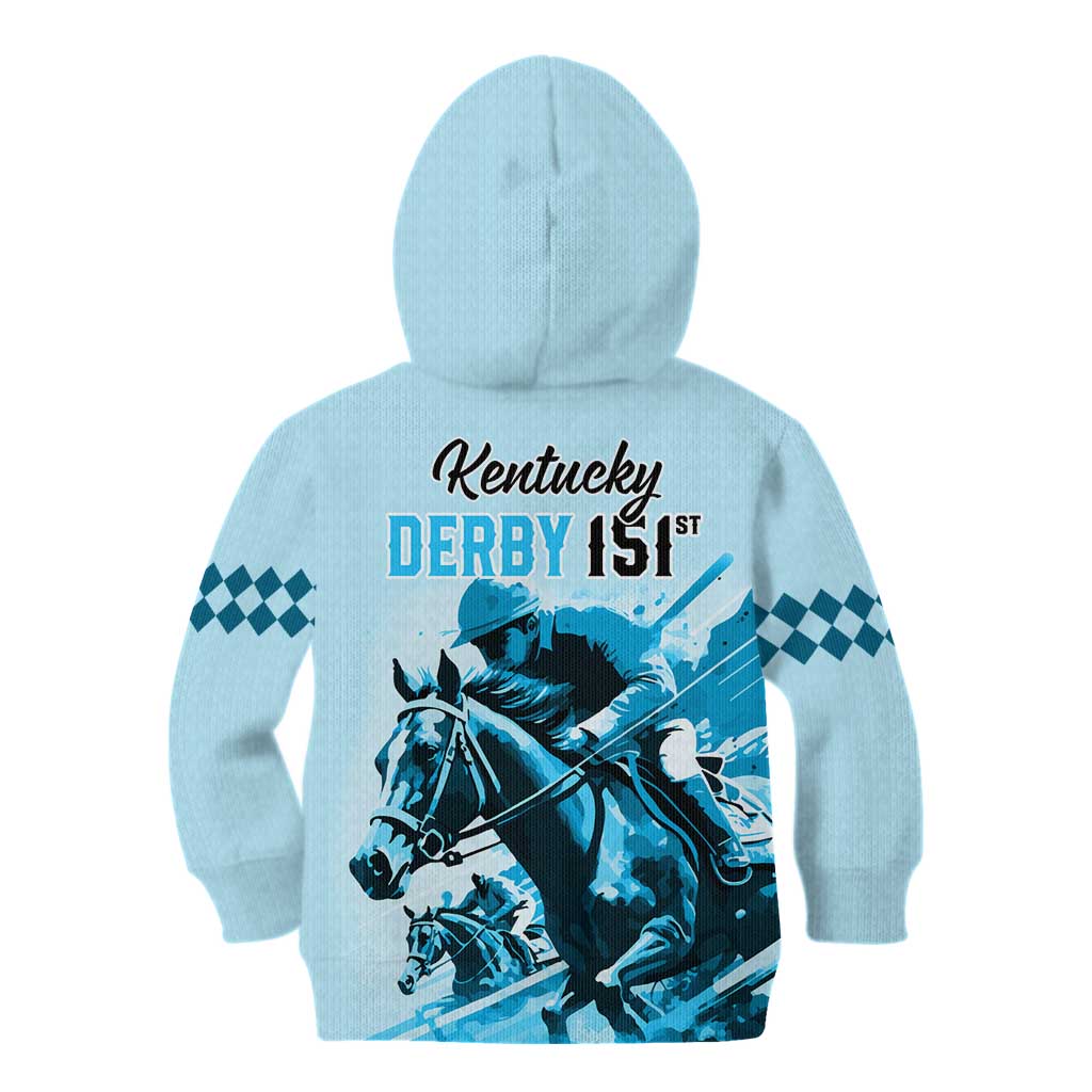 Kentucky Horse Racing Kid Hoodie 151st Anniversary Sporting Art Blue Version LT9