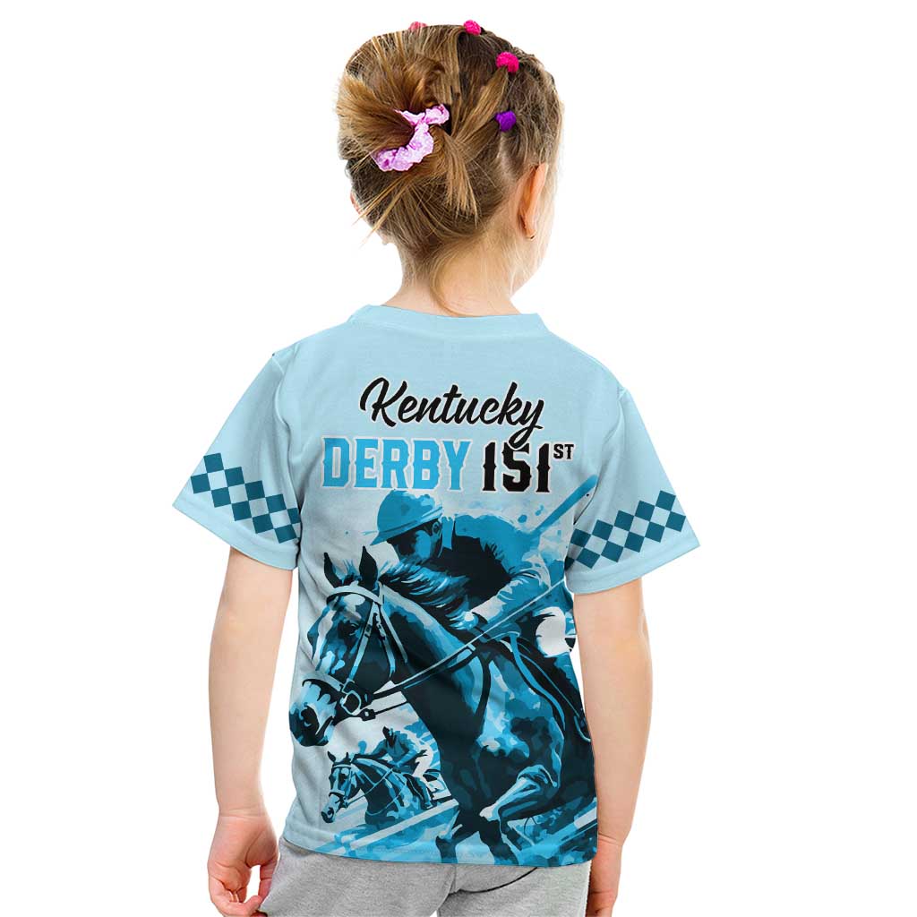 Kentucky Horse Racing Kid T Shirt 151st Anniversary Sporting Art Blue Version LT9