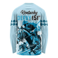 Kentucky Horse Racing Long Sleeve Shirt 151st Anniversary Sporting Art Blue Version LT9
