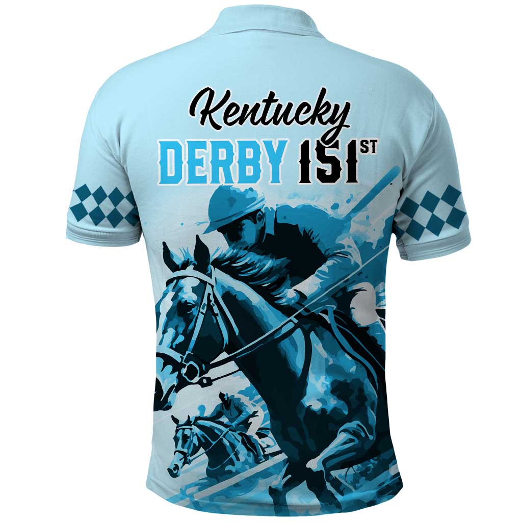 Kentucky Horse Racing Polo Shirt 151st Anniversary Sporting Art Blue Version LT9