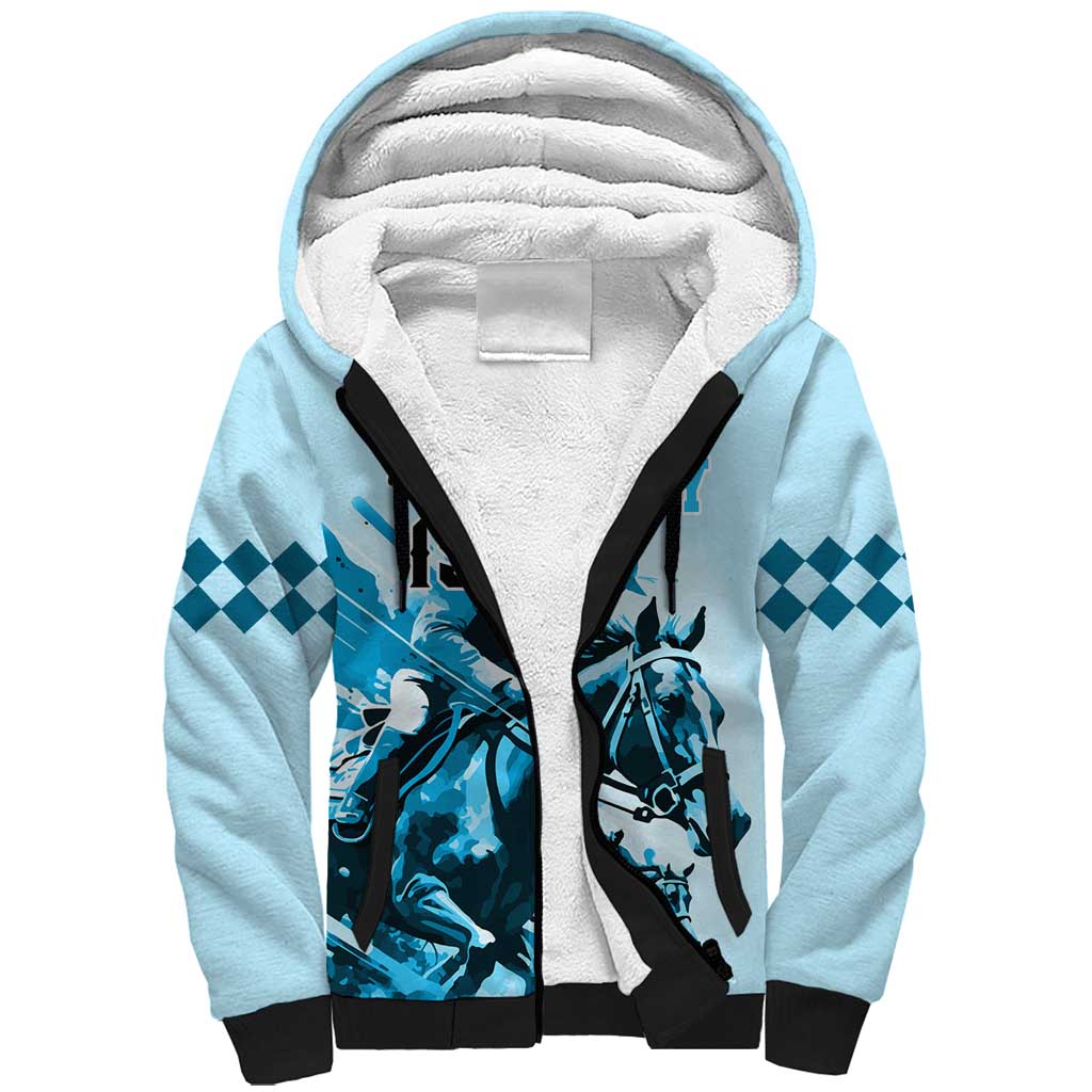 Kentucky Horse Racing Sherpa Hoodie 151st Anniversary Sporting Art Blue Version LT9