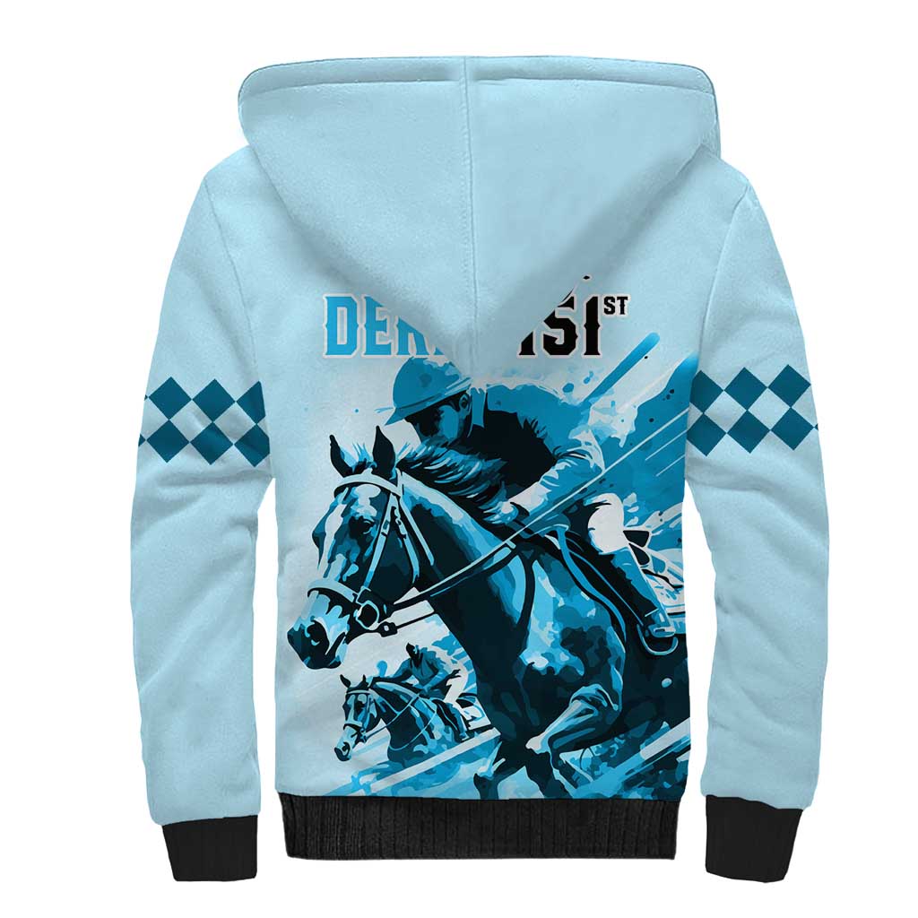 Kentucky Horse Racing Sherpa Hoodie 151st Anniversary Sporting Art Blue Version LT9