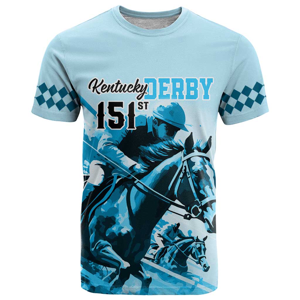 Kentucky Horse Racing T Shirt 151st Anniversary Sporting Art Blue Version LT9