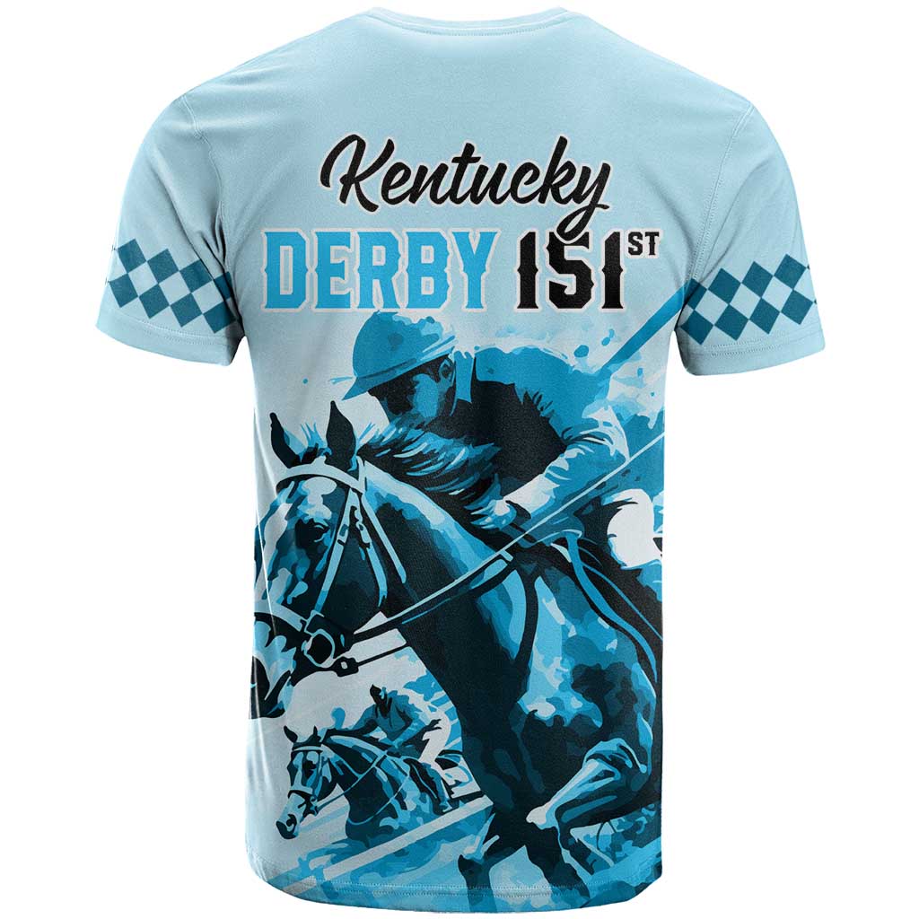 Kentucky Horse Racing T Shirt 151st Anniversary Sporting Art Blue Version LT9