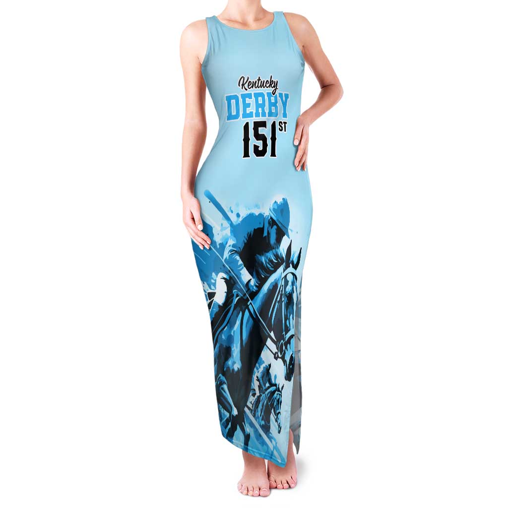 Kentucky Horse Racing Tank Maxi Dress 151st Anniversary Sporting Art Blue Version LT9