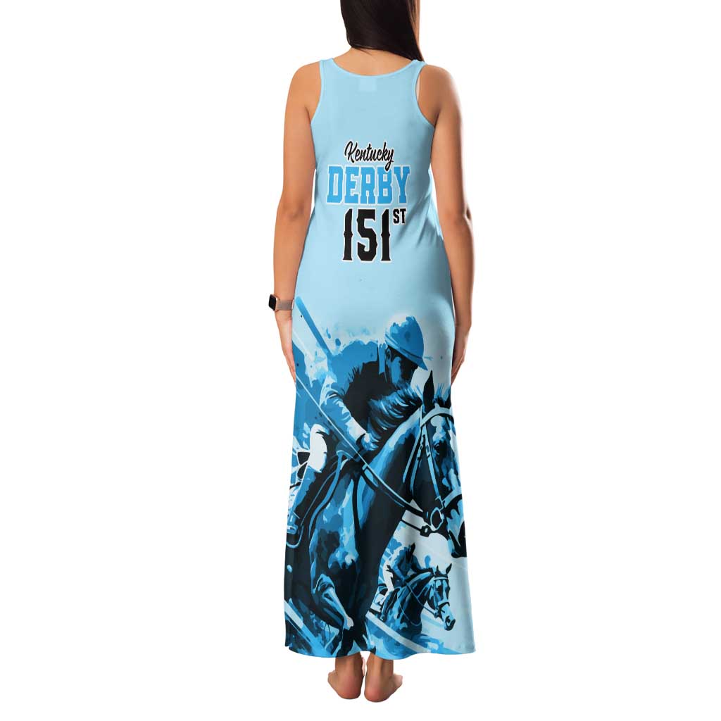 Kentucky Horse Racing Tank Maxi Dress 151st Anniversary Sporting Art Blue Version LT9