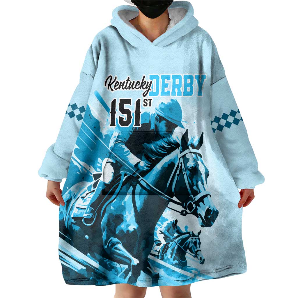 Kentucky Horse Racing Wearable Blanket Hoodie 151st Anniversary Sporting Art Blue Version LT9