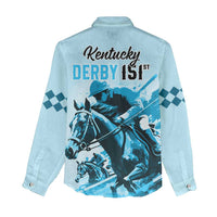 Kentucky Horse Racing Women Casual Shirt 151st Anniversary Sporting Art Blue Version LT9