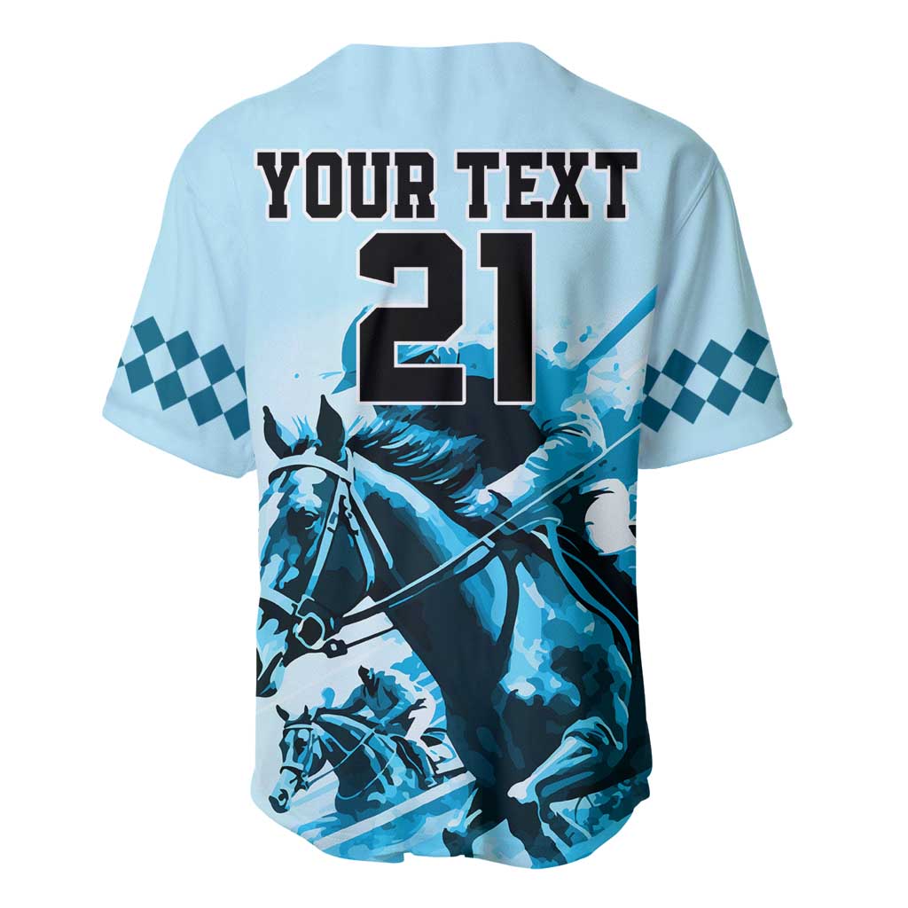 Personalised Kentucky Horse Racing Baseball Jersey 151st Anniversary Sporting Art Blue Version LT9