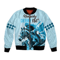 Personalised Kentucky Horse Racing Bomber Jacket 151st Anniversary Sporting Art Blue Version LT9