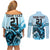 Personalised Kentucky Horse Racing Couples Matching Off Shoulder Short Dress and Long Sleeve Button Shirts 151st Anniversary Sporting Art Blue Version LT9
