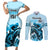 Personalised Kentucky Horse Racing Couples Matching Short Sleeve Bodycon Dress and Long Sleeve Button Shirts 151st Anniversary Sporting Art Blue Version LT9